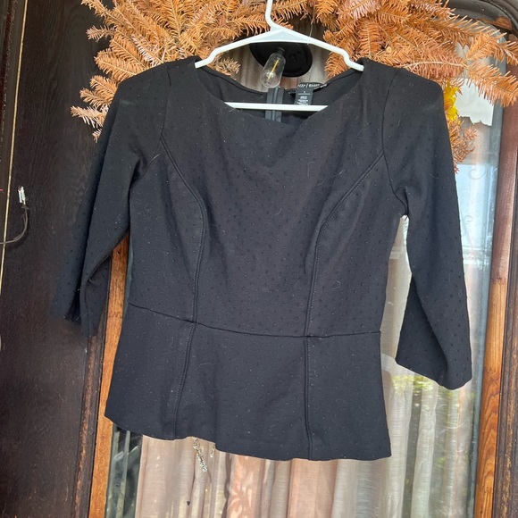 WHBM Black Peplum Top Size 2 EUC - Picture 5 of 6